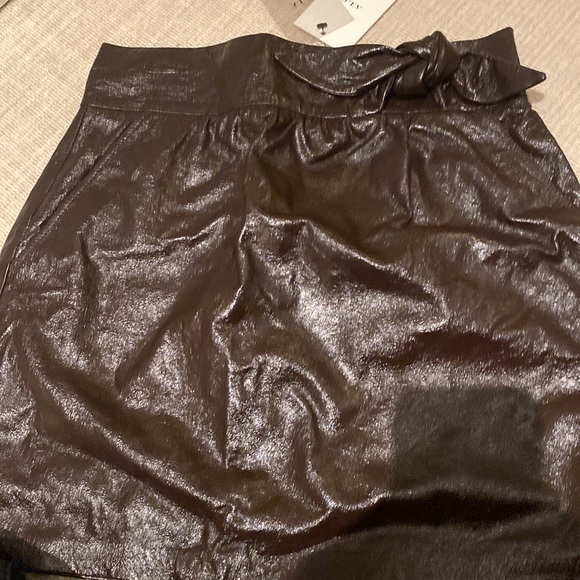 A.L.C. Brown leather skirt with tie at waistband - Picture 4 of 5
